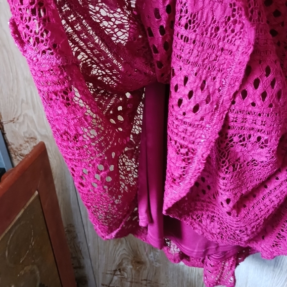 American Rag Lace Overlay Asymmetric Circle Skirt Dress Size Medi… - Picture 3 of 9